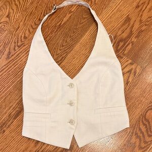 Wayf Cream Halter Tuxedo Top NWT